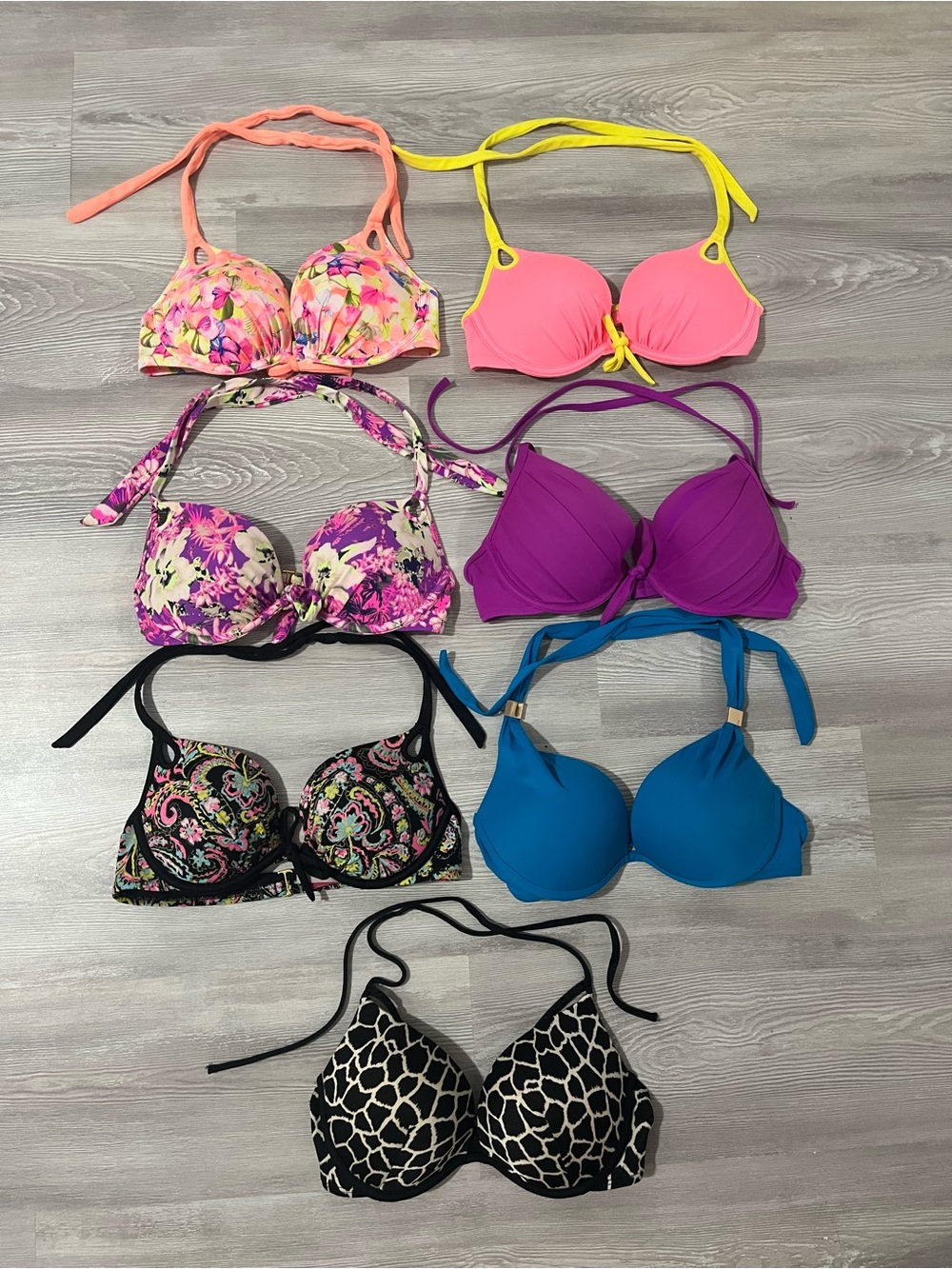 6 Victoria’s Secret Hottie Halter/Gorgeous Bikini Tops size 34C - READ!